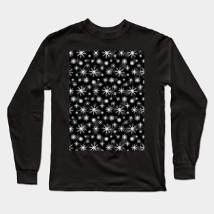 black and white snow fall pattern Long Sleeve T-Shirt